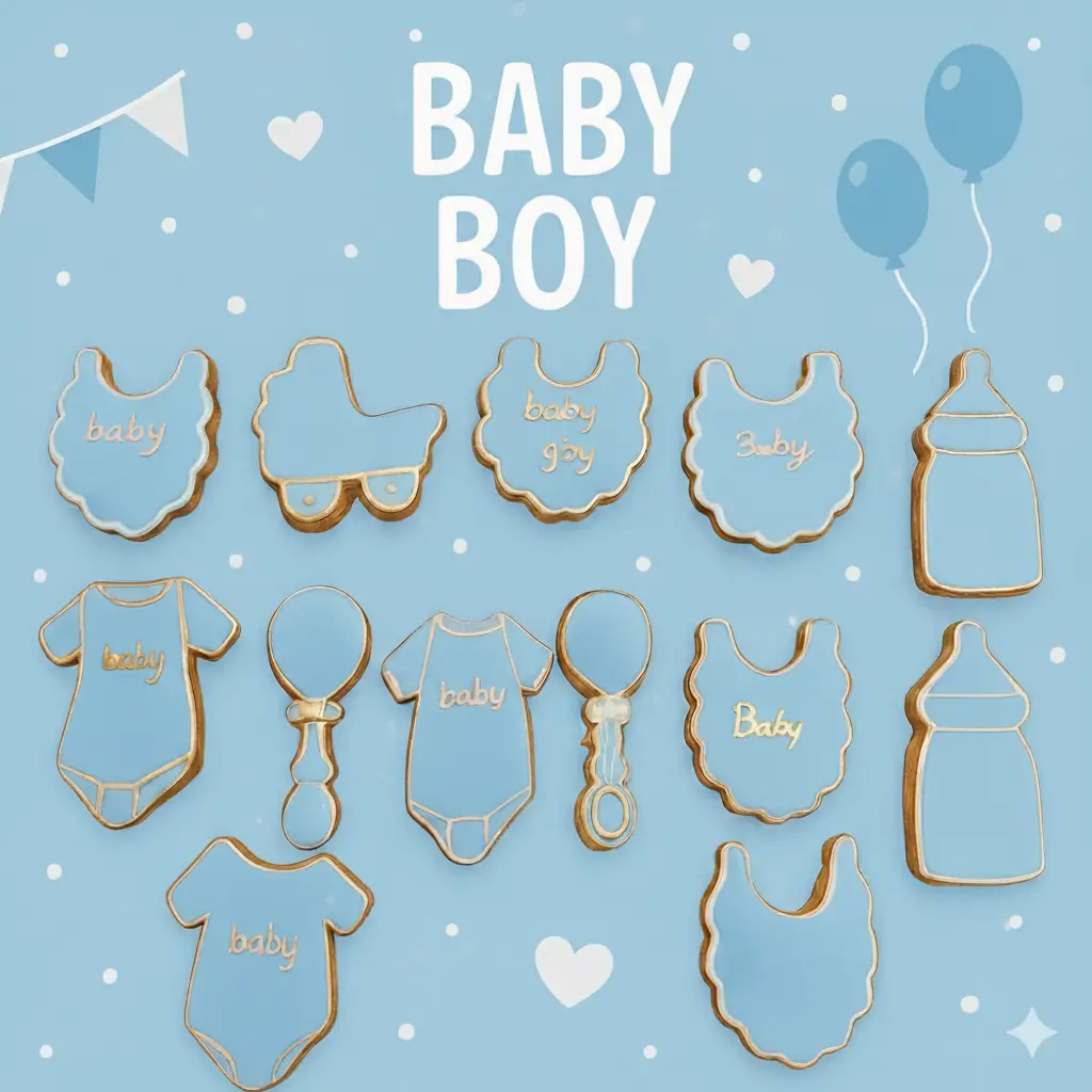 Pack de Galletas de Fondant Rosa formas para Baby Shower