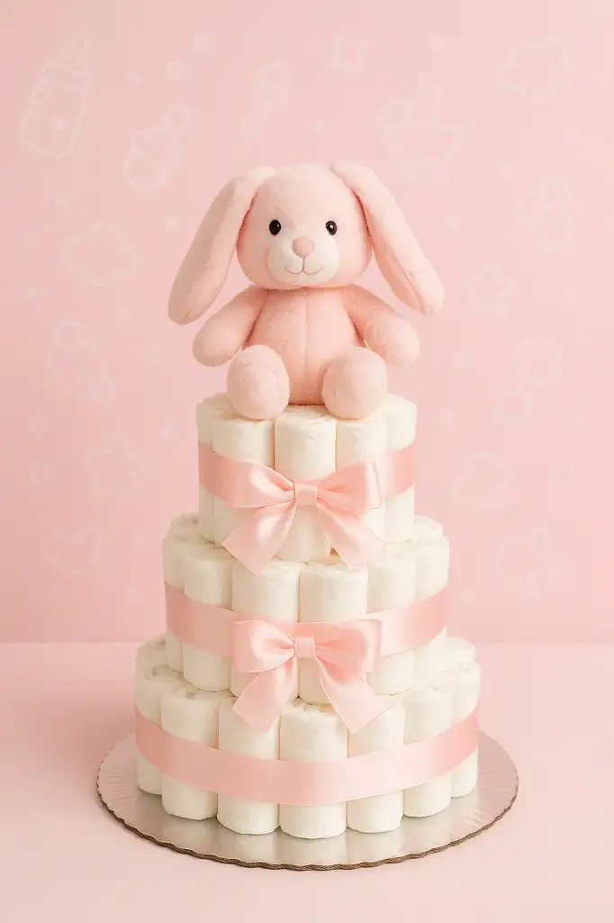 Tarta de Pañales 3 Pisos + peluche