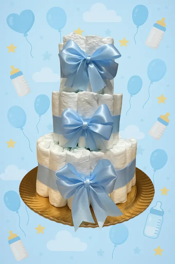 Tarta de Pañales Simple de 3 Pisos